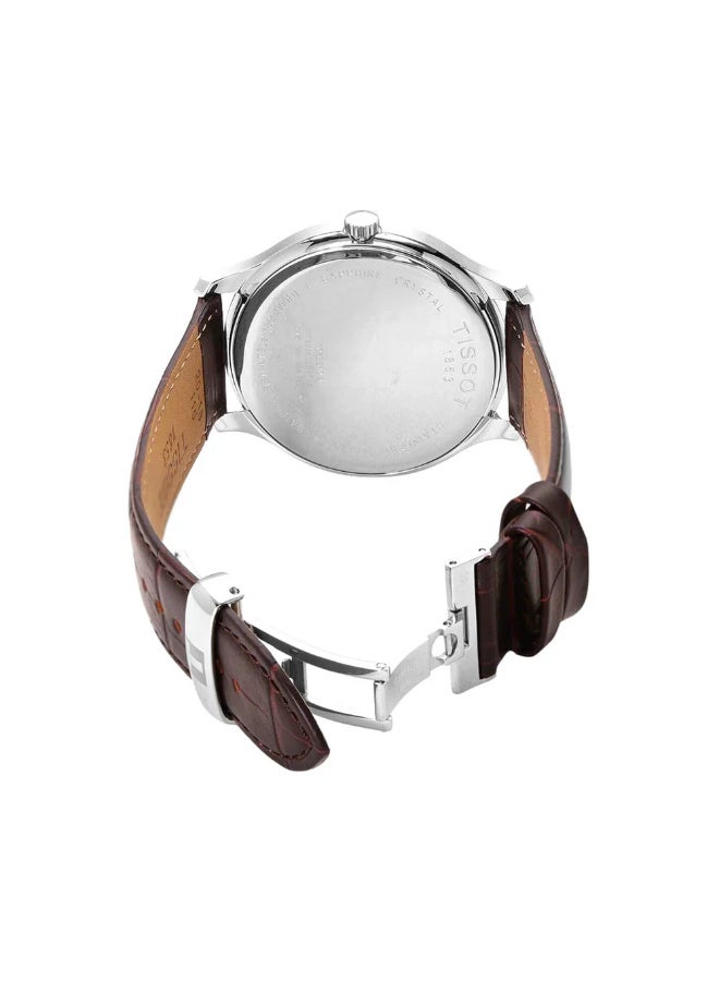 TISSOT ساعة يد رجالية تقليدية من الفولاذ المقاوم للصدأ بني T0636101603800 - Image 3